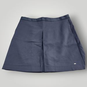 Tommy Hilfiger Women's 14 Navy Blue Front Pleat METAL LOGO Mini Skirt